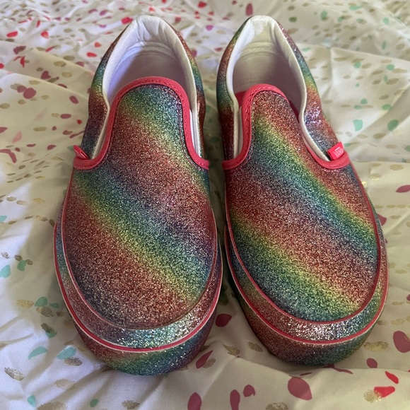 Vans Classic Slip on Rainbow Glitter never worn - Picture 2 of 6